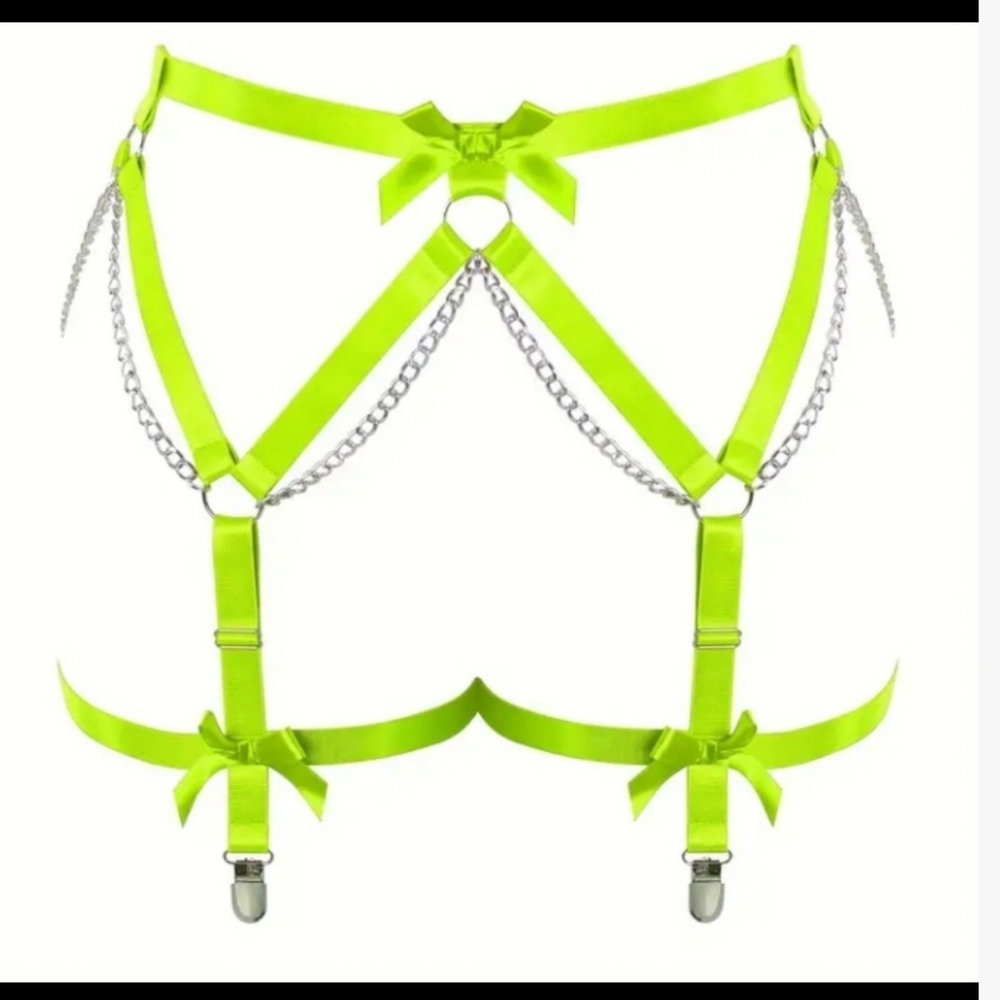 Women's body harness garter belt Leg strap Lingerie cage Stretchy fabric Gothic